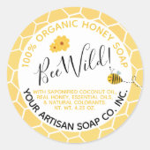 Waterverf Bee Flower Honingraat Honingzeep Ronde Sticker (Voorkant)