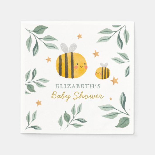Waterverf Bee Honey Sweet Baby shower servetten (Voorkant)