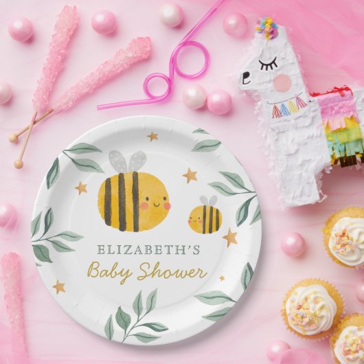 Waterverf Bee Honey Sweet Baby shower servetten Papieren Bordje (Feest)
