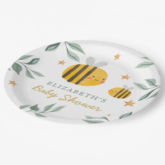 Waterverf Bee Honey Sweet Baby shower servetten Papieren Bordje (Gekanteld)