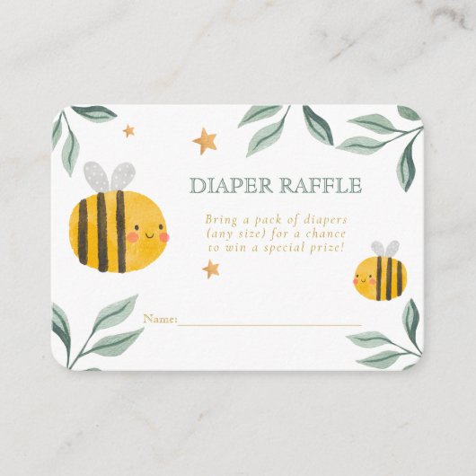 Waterverf Bee Honey Zoet Baby shower Informatiekaartje (Voorkant)