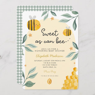 Waterverf Bee Honey Zoet Baby shower Kaart