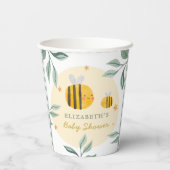 Waterverf Bee Honey Zoet Baby shower Papieren Bekers (Achterkant)