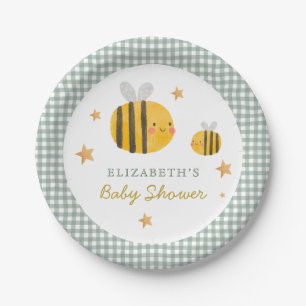 Waterverf Bee Honey Zoet Baby shower Papieren Bordje