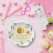 Waterverf Bee Honey Zoet Baby shower Papieren Bordje (Feest)