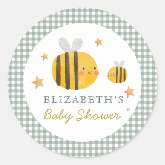 Waterverf Bee Honey Zoet Baby shower Ronde Sticker (Voorkant)