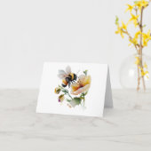 Waterverf Bee met Bord Geel Bloemen BLANK Kaart (Gele Bloem)