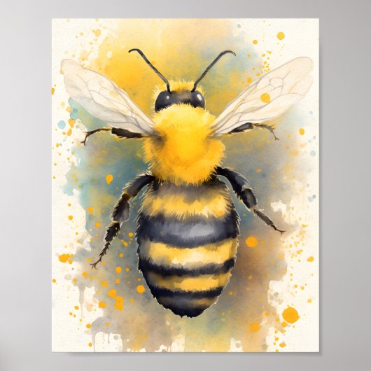 Waterverf Bee Nursery Print (Voorkant)