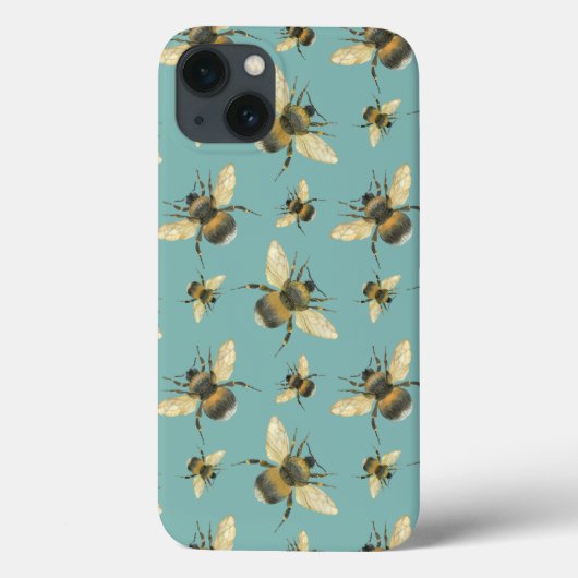 Waterverf Bee Pattern iPhone / iPad hoesje (Achterkant)
