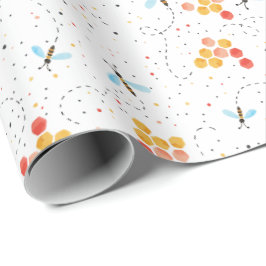 Waterverf Bee Pattern Wrapping Paper Cadeaupapier