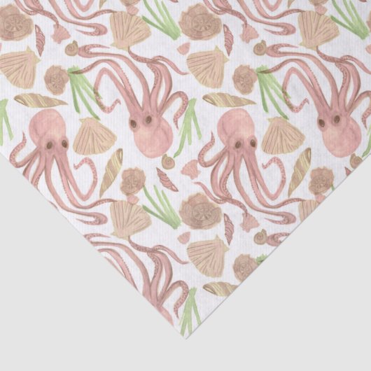 Waterverf Beeld Octopus Tissue Paper Tissuepapier (Detail)