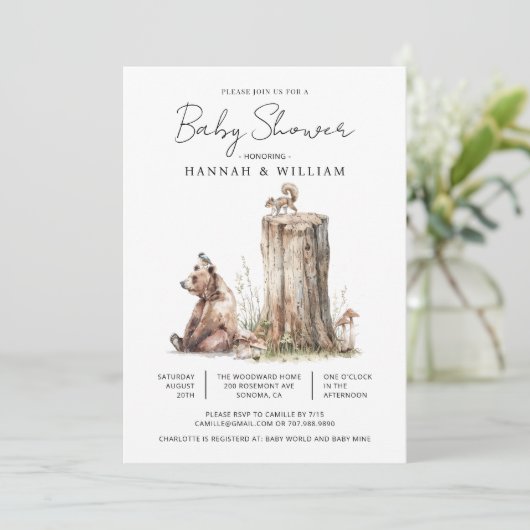 Waterverf Beer Baby shower Kaart (Staand voorkant)