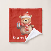 Waterverf Beer Bearry Christmas Forest Animal