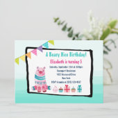 Waterverf Beer Beary Nice Birthday Party nodigt ui Kaart (Staand voorkant)