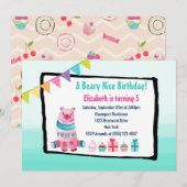 Waterverf Beer Beary Nice Birthday Party nodigt ui Kaart (Voorkant / Achterkant)