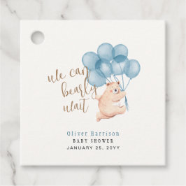 Waterverf Beer Blauwe Balloon Baby shower Classic Bedankjes Labels