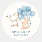 Waterverf Beer Blue Balloon Baby shower Ronde Sticker (Voorkant)