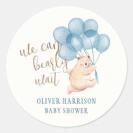 Waterverf Beer Blue Balloon Baby shower Ronde Sticker