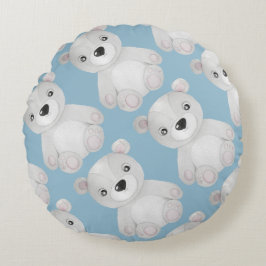 Waterverf Beer Blue Nursery Decor Rond Kussen