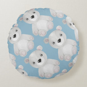Waterverf Beer Blue Nursery Decor Rond Kussen