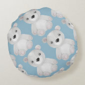 Waterverf Beer Blue Nursery Decor Rond Kussen (Achterkant)