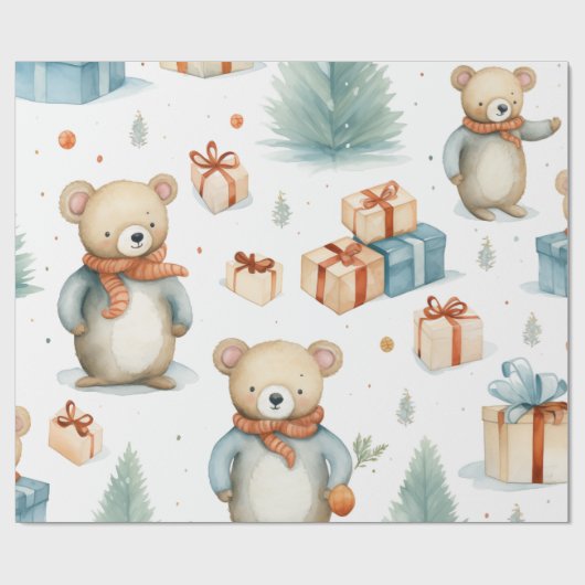  Waterverf Beer Cadeaupapier (Vlak)