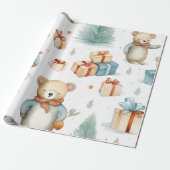  Waterverf Beer Cadeaupapier (Uitgerold)