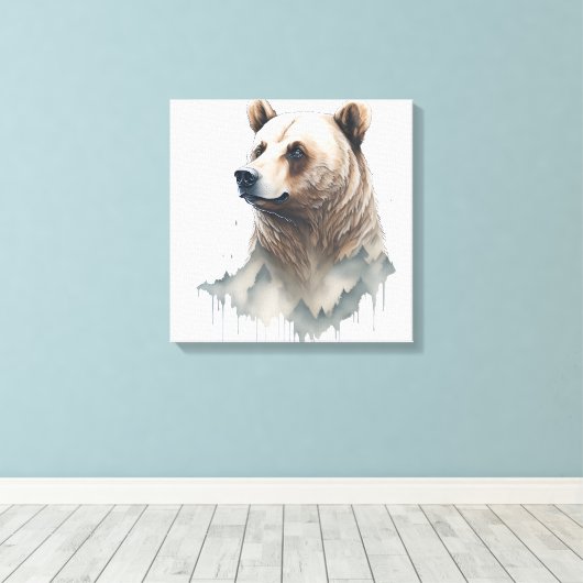 Waterverf Beer Canvas Afdruk (Insitu (Houten vloer))