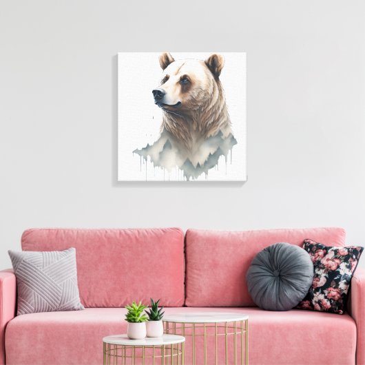 Waterverf Beer Canvas Afdruk (Insitu (Woonkamer))