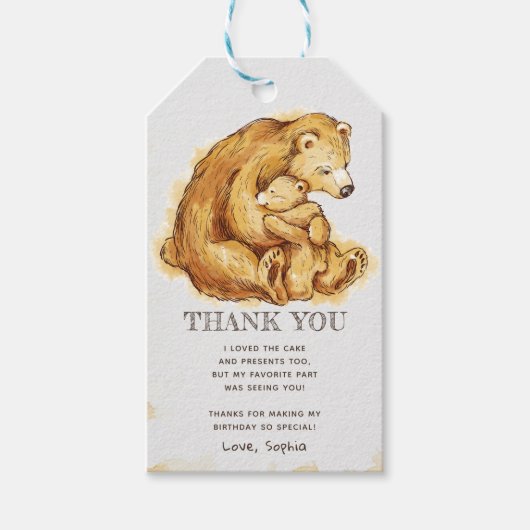 Waterverf Beer Dank u Cadeaulabel (Voorkant)