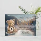 Waterverf Beer Draaien Een Bos Lake Verjaardag Kaart (Staand voorkant)