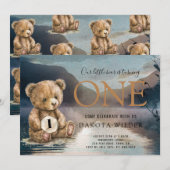 Waterverf Beer Draaien Een Bos Lake Verjaardag Kaart (Voorkant / Achterkant)