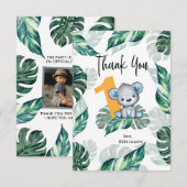 Waterverf Beer Eerste verjaardag Foto Bedankkaart (Voorkant / Achterkant)