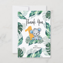 Waterverf Beer Eerste verjaardag Foto Bedankkaart