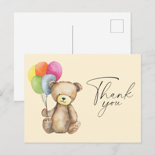 Waterverf Beer elegant Hartelijk dank Briefkaart (Voorkant / Achterkant)