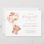 Waterverf Beer en luchtballonnen Baby shower Kaart (Voorkant)
