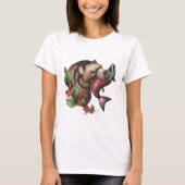 Waterverf Beer en zalmvis T-shirt (Voorkant)