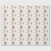 Waterverf beer foto 1e verjaardag modern cadeaupapier (Vlak)