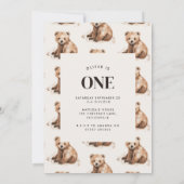 Waterverf beer foto 1e verjaardag modern kaart (Achterkant)