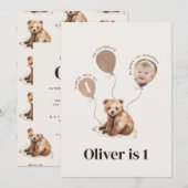 Waterverf beer foto 1e verjaardag modern kaart (Voorkant / Achterkant)