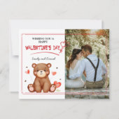 Waterverf Beer Foto Valentijnsdag Platte Kaart (Voorkant)