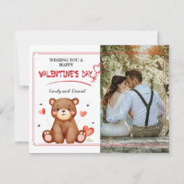 Waterverf Beer Foto Valentijnsdag Platte Kaart