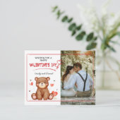 Waterverf Beer Foto Valentijnsdag Platte Kaart (Staand voorkant)