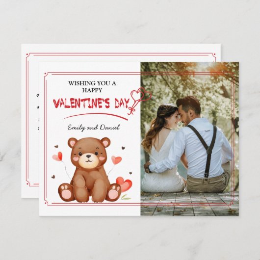 Waterverf Beer Foto Valentijnsdag Platte Kaart (Voorkant / Achterkant)