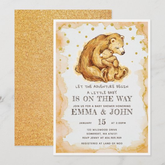 Waterverf Beer Glitter Baby shower Kaart (Voorkant / Achterkant)