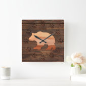 Waterverf Beer, handpoten, roestvast wandklok (Huis)