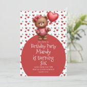 Waterverf Beer Hart Patroon Ballon Verjaardag Kaart (Staand voorkant)