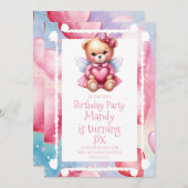 Waterverf Beer Hart Patroon Verjaardagsfeest Kaart (Voorkant / Achterkant)