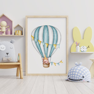 Waterverf Beer Hot Air Ballon Festive Boy Bedroom Poster