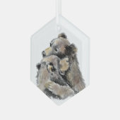 Waterverf Beer Hug Animal Wildlife Art Glas Ornament (Voorkant links)